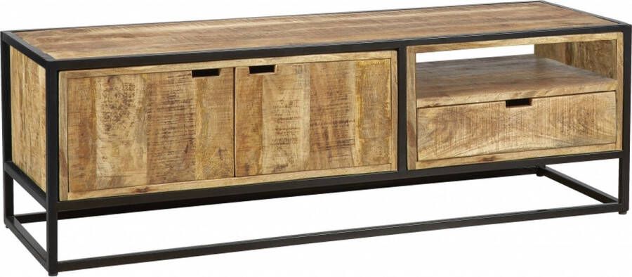 Woonexpress Tv Meubel Bemmel Naturel Hout Naturel Zwart 45x140x40cm (hxbxd)