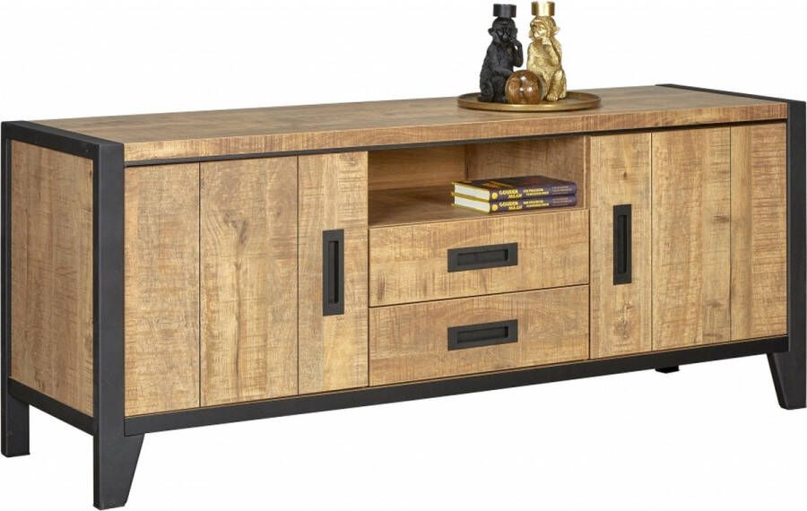 Woonexpress TV Meubel Tilburg Bruin MDF Mango zwart 65x161x45cm (hxbxd)