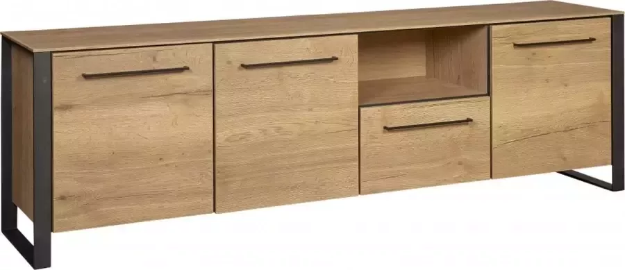 Woonexpress TV Meubel Valkenburg Bruin MDF Eiken Structuur 65x214x45cm (hxbxd)