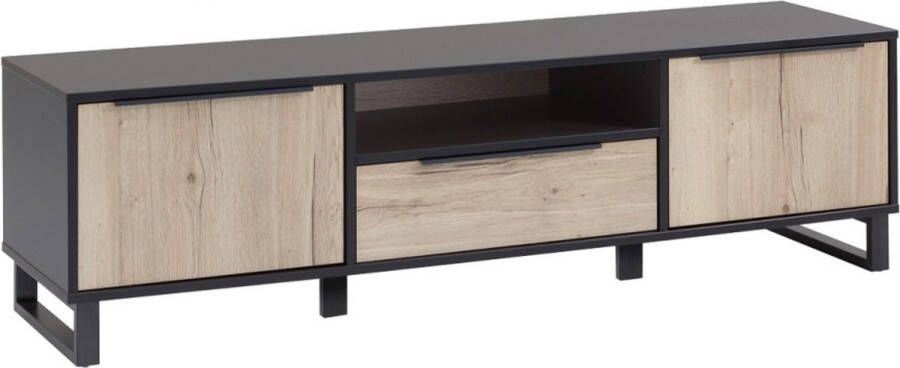 Woonexpress TV Meubel Zundert Naturel MDF Antraciet wild Eiken Structuur 52x185x48cm (hxbxd)