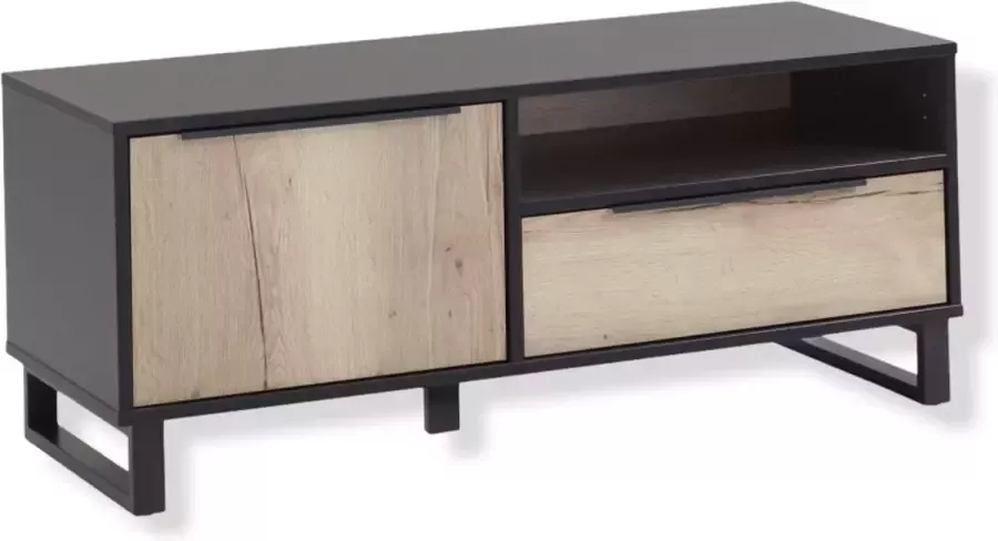 Woonexpress TV Meubel Zundert Naturel MDF Antraciet wild Eiken Structuur 52x128x48cm (hxbxd) - Foto 3