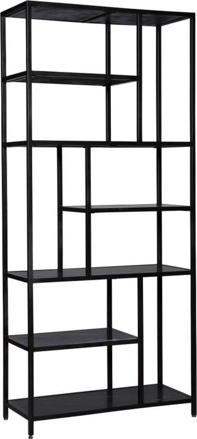 Woonexpress Wandkast Bemelen Marmer Metaal Zwart 84x188x35 cm (BxHxD) Vakkenkast Voorgemonteerd - Foto 2