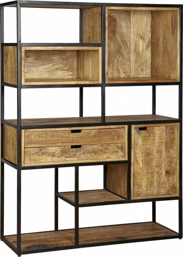 Woonexpress Wandkast Bemmel Naturel Hout Naturel Zwart 15x110x40cm (hxbxd)