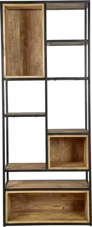 Woonexpress Wandkast Bemmel Hout Metaal Naturel Zwart 80x200x40 cm (BxHxD) Vakkenkast - Foto 4