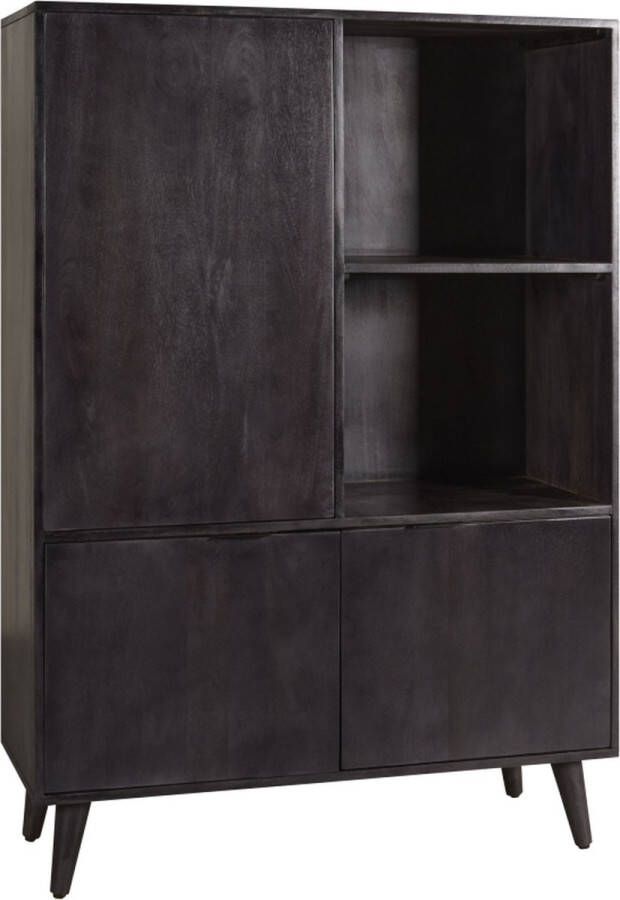 Woonexpress Wandkast Gerona Mangohout Zwart 100 x140 x 40 cm (B x H x D)