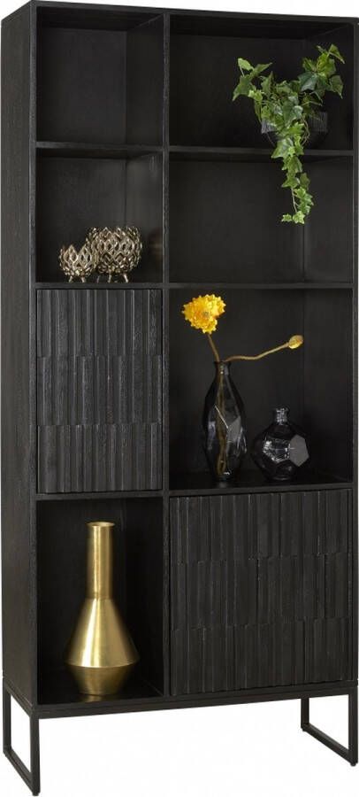 Woonexpress Wandkast Vigo Hout Zwart 86x190x35 cm (BxHxD) Vakkenkast