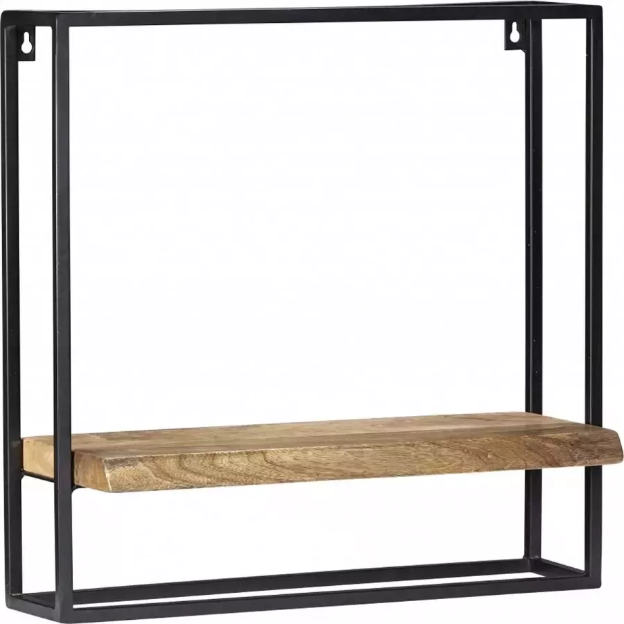 Woonexpress Wandrek Bemmel Naturel Hout Naturel Zwart 50x50x20cm (hxbxd)