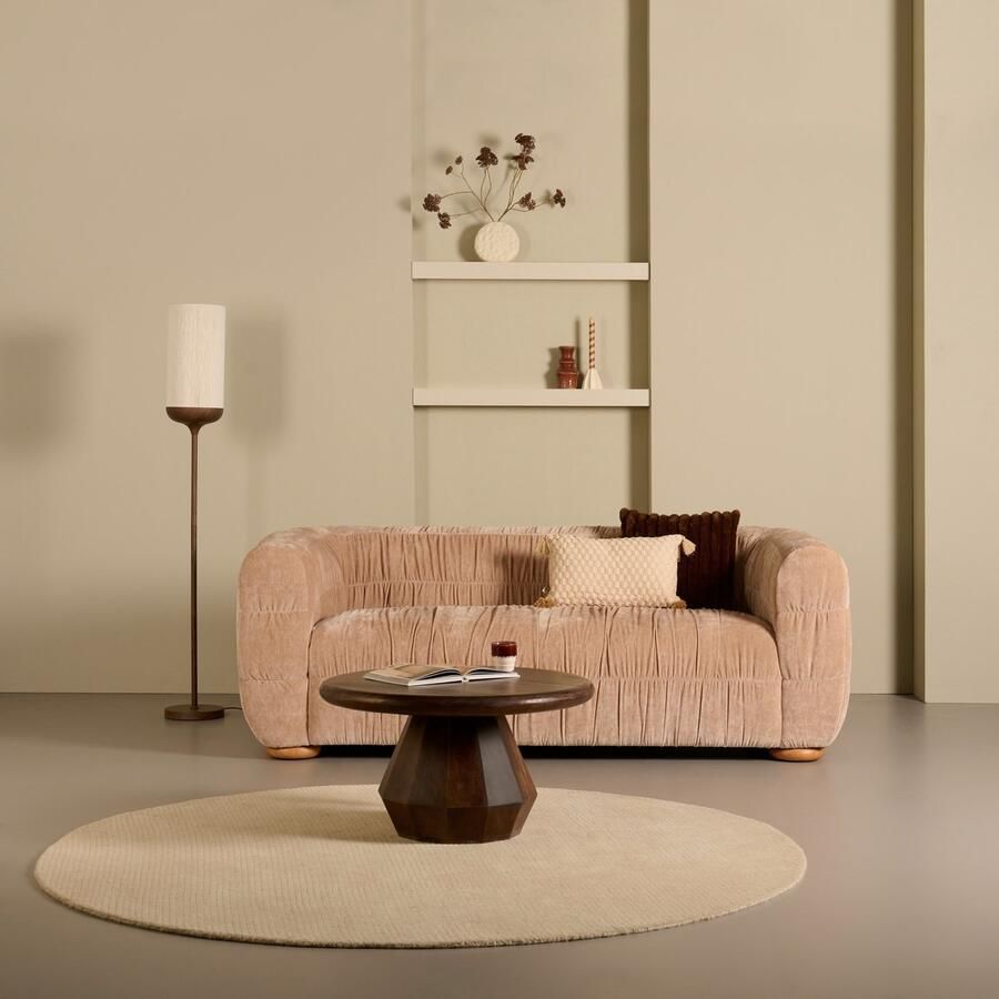 Woonexpress 2-Zitsbank Hulton Textiel Beige 207x95x75 cm (BxHxD) Chenille Koudschuim