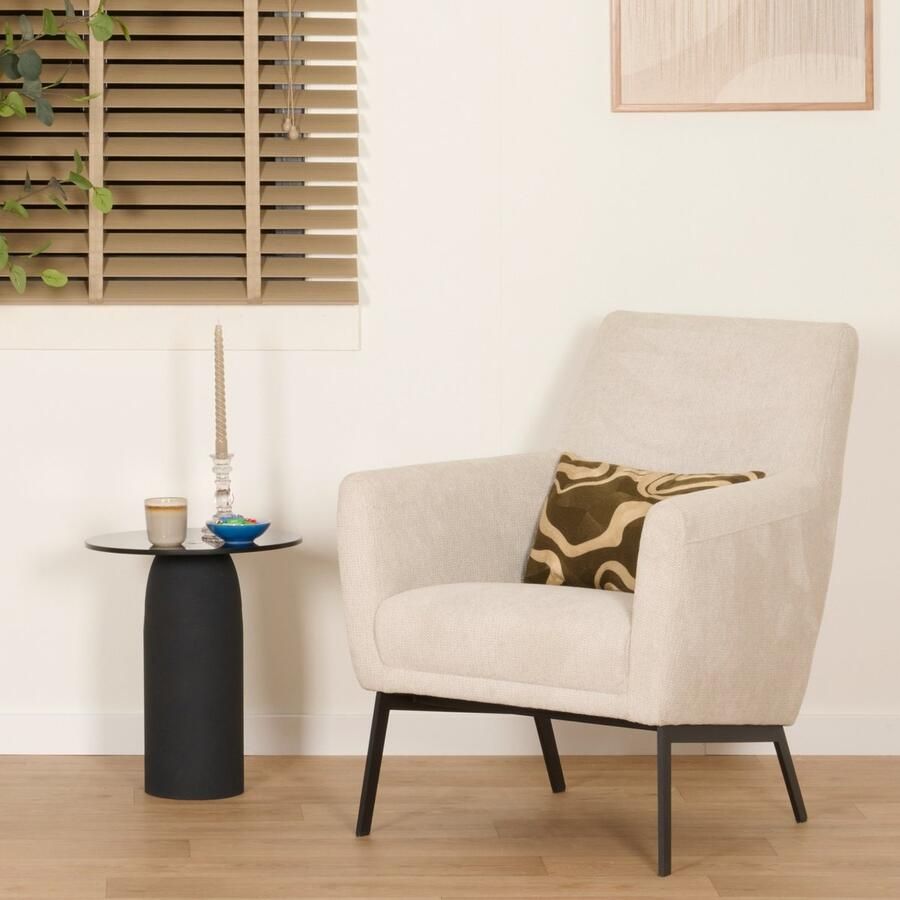 Woonexpress Bijzettafel Chieti Bijzet Tafel Rond Ø 40 cm Ronde Glazen Tafel Zwart 35x48x35 cm (BxHxD) - Foto 2