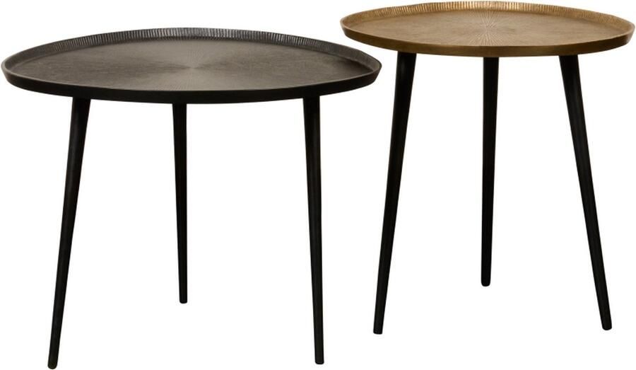 Woonexpress Bijzettafel Dinan Metaal Zwart 60 x 46 x 55 cm (BxHxD) Set van 2 Organish