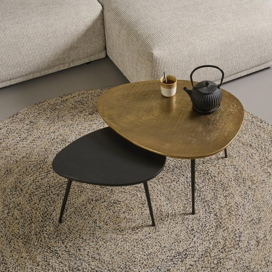 Woonexpress Bijzettafel Lucon Metaal Goud Zwart 70 x 40 x 55 cm (BxHxD)