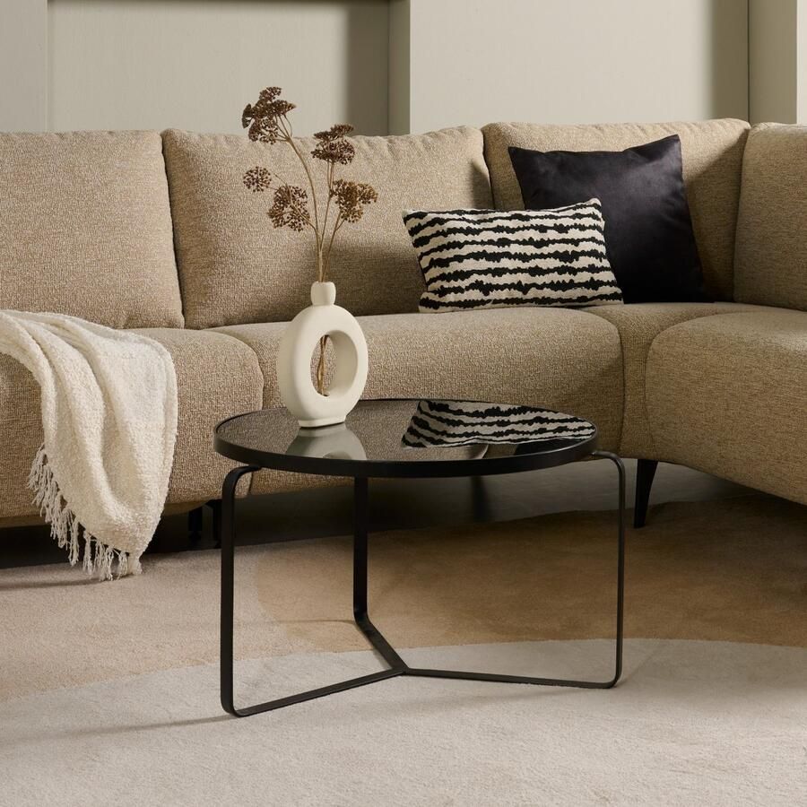 Woonexpress Bijzettafel Reedijk Glas Metaal Zwart 60x40x60 cm (BxHxD)