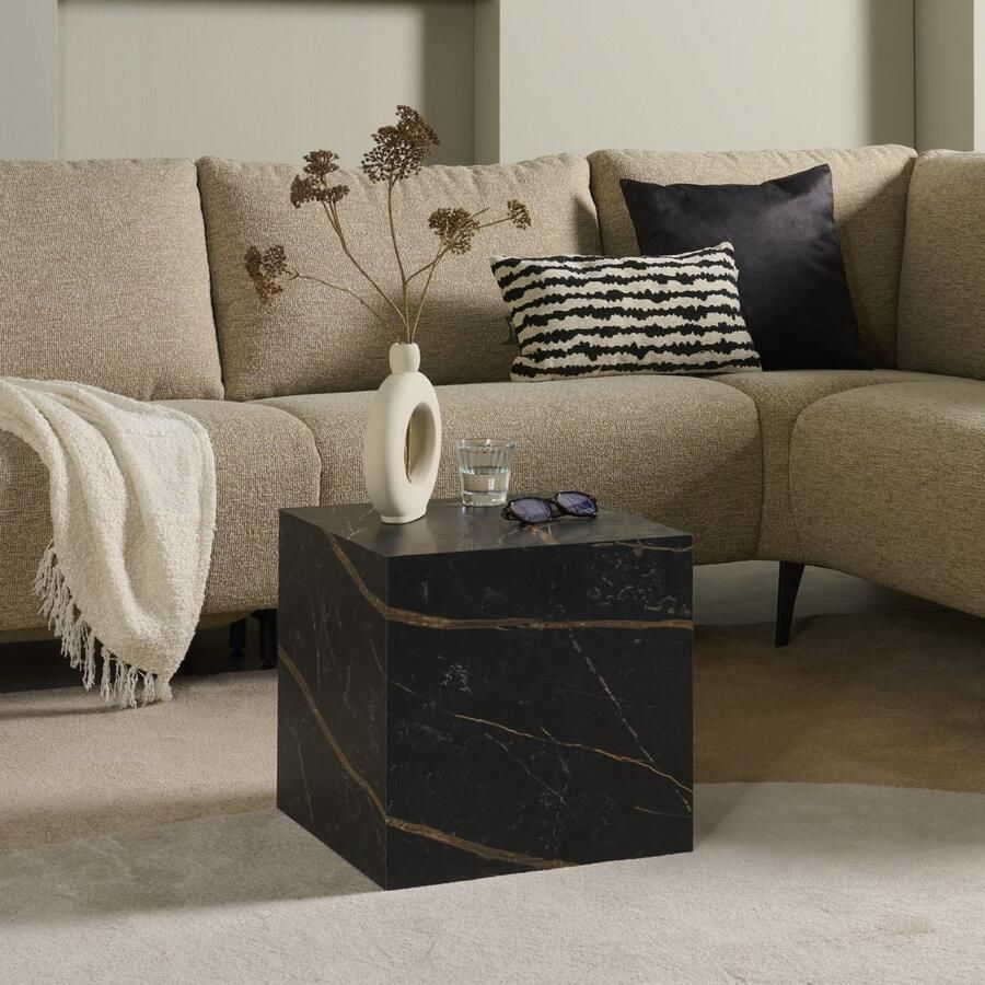 Woonexpress Bijzettafel Tarp MDF Folie Zwart 40 x 40 x 40 cm (BxHxD)