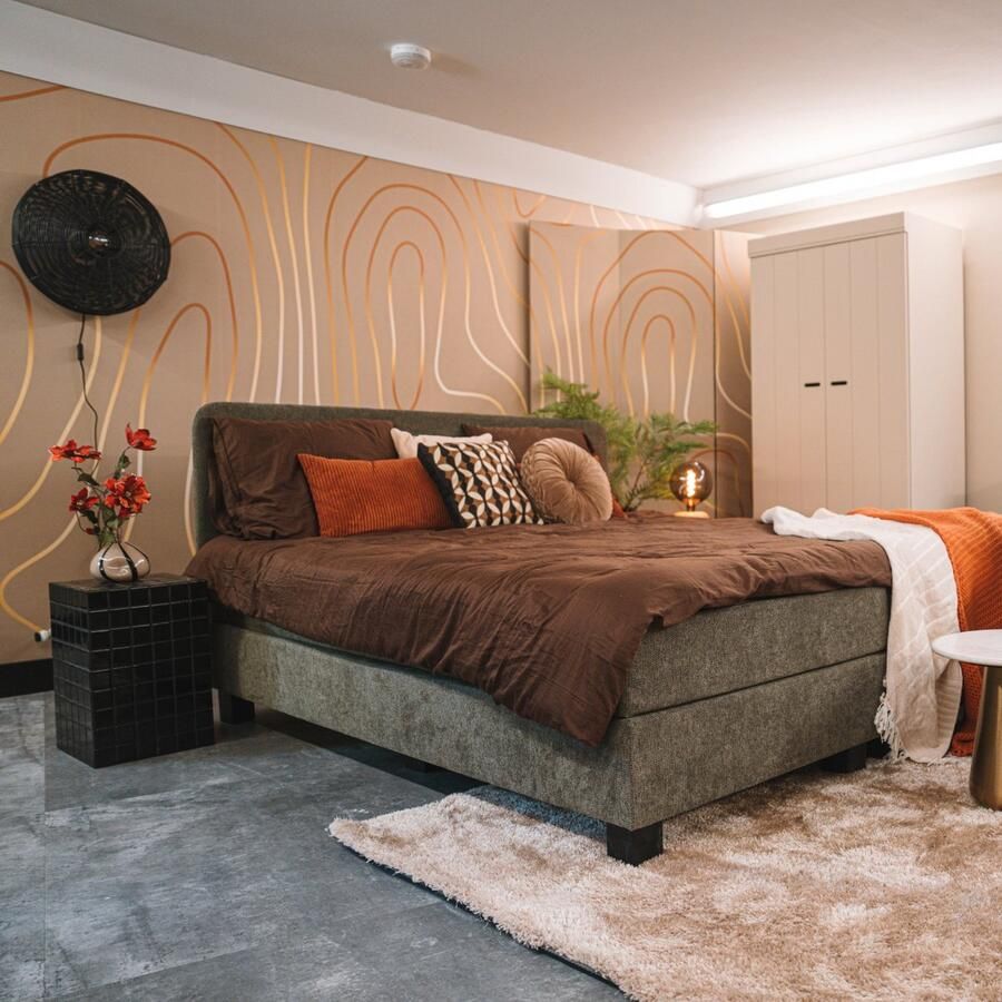 Woonexpress Boxspring Bilbao Stof Groen 180 x 102 x 206 cm (BxHxD)