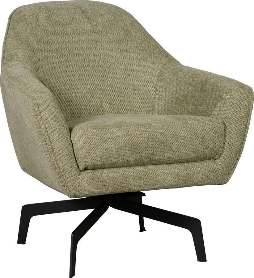 Woonexpress Draaifauteuil Cardiff Textiel Metaal Groen Zwart 78x85x83 cm (BxHxD) Stervoet - Foto 1