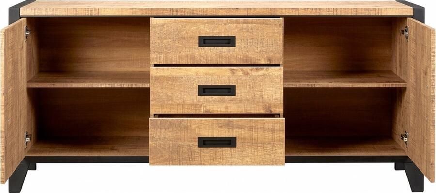 Woonexpress Dressoir Tilburg Bruin MDF Mango zwart 80x180x45cm (hxbxd) - Foto 2