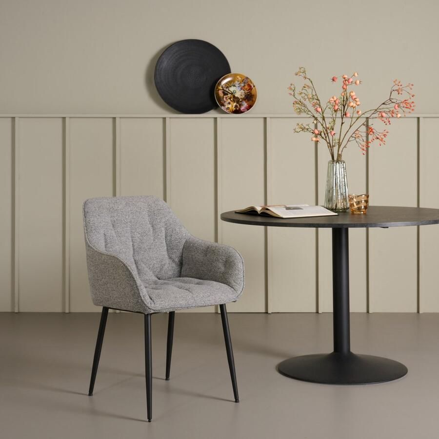 Woonexpress Eetkamerstoel Leende Textiel Grijs 58 x 83 x 55 cm (BxHxD)