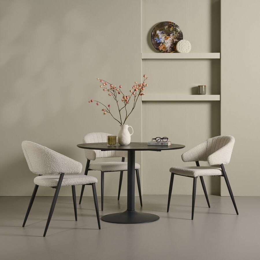 Woonexpress Eetkamerstoel Spijk Stof Wit 61 x 89 x 67 cm (BxHxD)