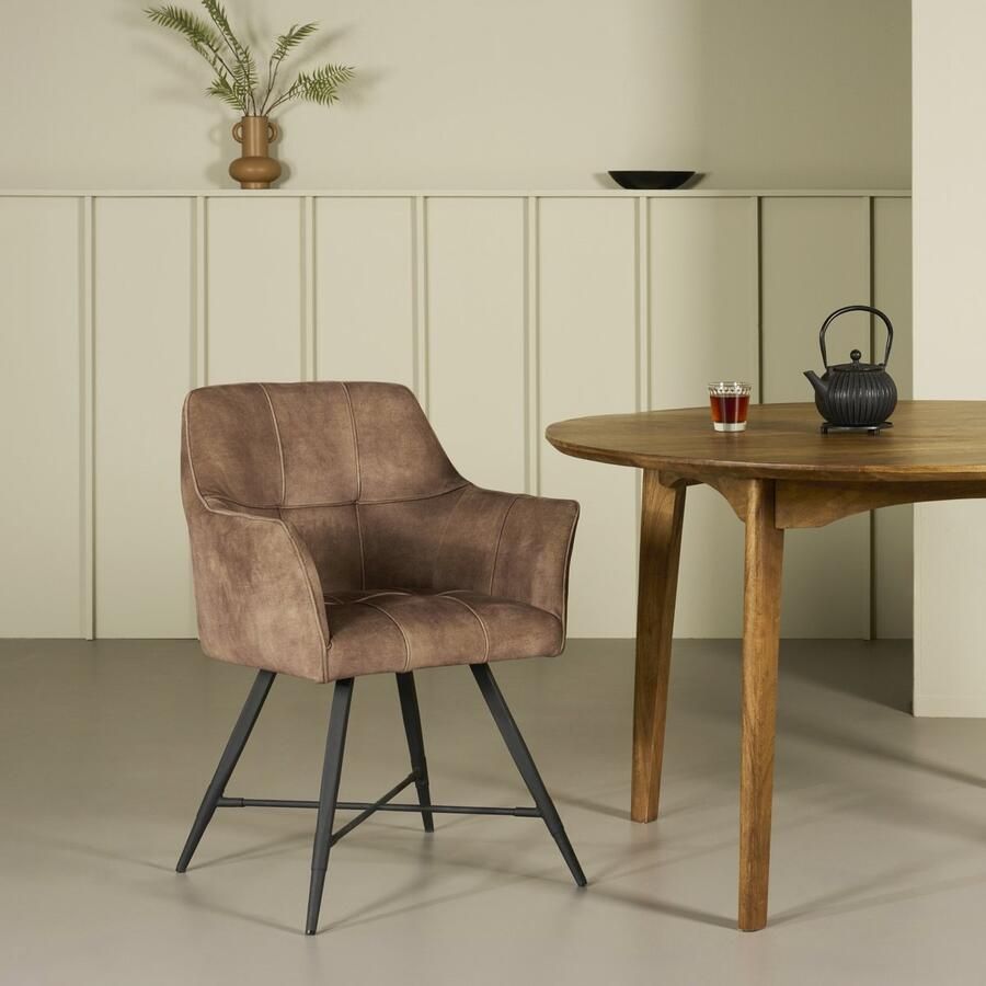 Woonexpress Eetkamerstoel Tolbert Velvet Bruin 63 x 85 x 63 cm (BxHxD)