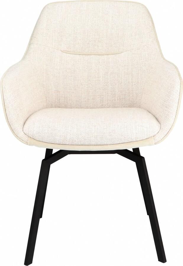 Woonexpress Eetkamerstoel Wolfheze Stof Metaal Crème Zwart 58x85x64 cm (BxHxD) Draaibaar onderstel - Foto 2