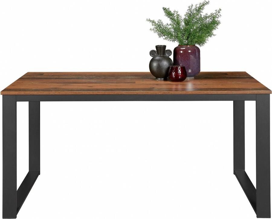 Woonexpress Eettafel Zundert MDF Metaal Bruin Antraciet 90x78x160 cm (BxHxD) U-poten