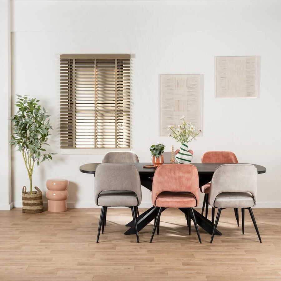 Woonexpress Eettafel Zwanenburg Lamulux Metaal Zwart 220x76x100 cm (BxHxD) Uitschuifbaar tot 280 cm Spinpoot