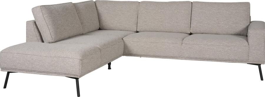 Woonexpress Hoekbank Alford Textiel Naturel 260x85x208 cm Divan Links Zwarte Poten - Foto 2