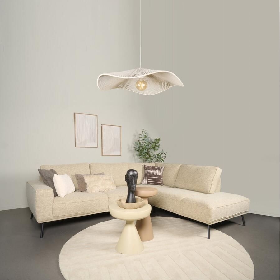 Woonexpress Hoekbank Alford Textiel Zand 260x85x208 cm Divan Rechts Zwarte Poten - Foto 2