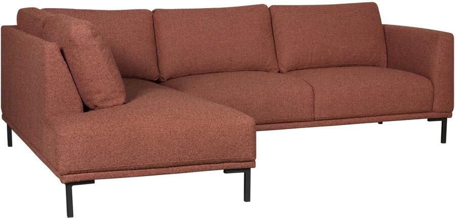 Woonexpress Hoekbank Andelst Textiel Steenrood 272x82x206 cm (BxHxD) Divan Links Boucle