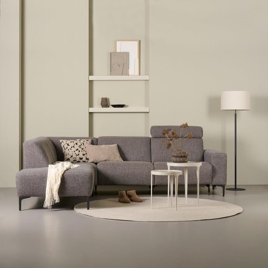 Woonexpress Hoekbank Zeeland Textiel Metaal Grijs Zwart 273x101x213 cm (BxHxD) Pocketvering Koudschuim Elekstrische Relaxfunctie