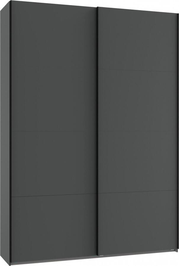 Woonexpress Kledingkast Aalst Hout Zwart 135 x 210 x 65 cm (BxHxD) Schuifdeurkast Met Spiegel - Foto 2