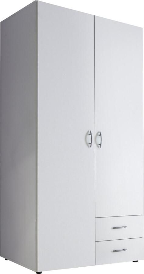 Woonexpress Woonexpres Kledingkast Baarlo Draaideurkast Wit 81x176x51 cm (BxHxD) 3 Legplanken & 1 Roede & 2 Lades Spaanplaat Garderobekast Opbergkast - Foto 2