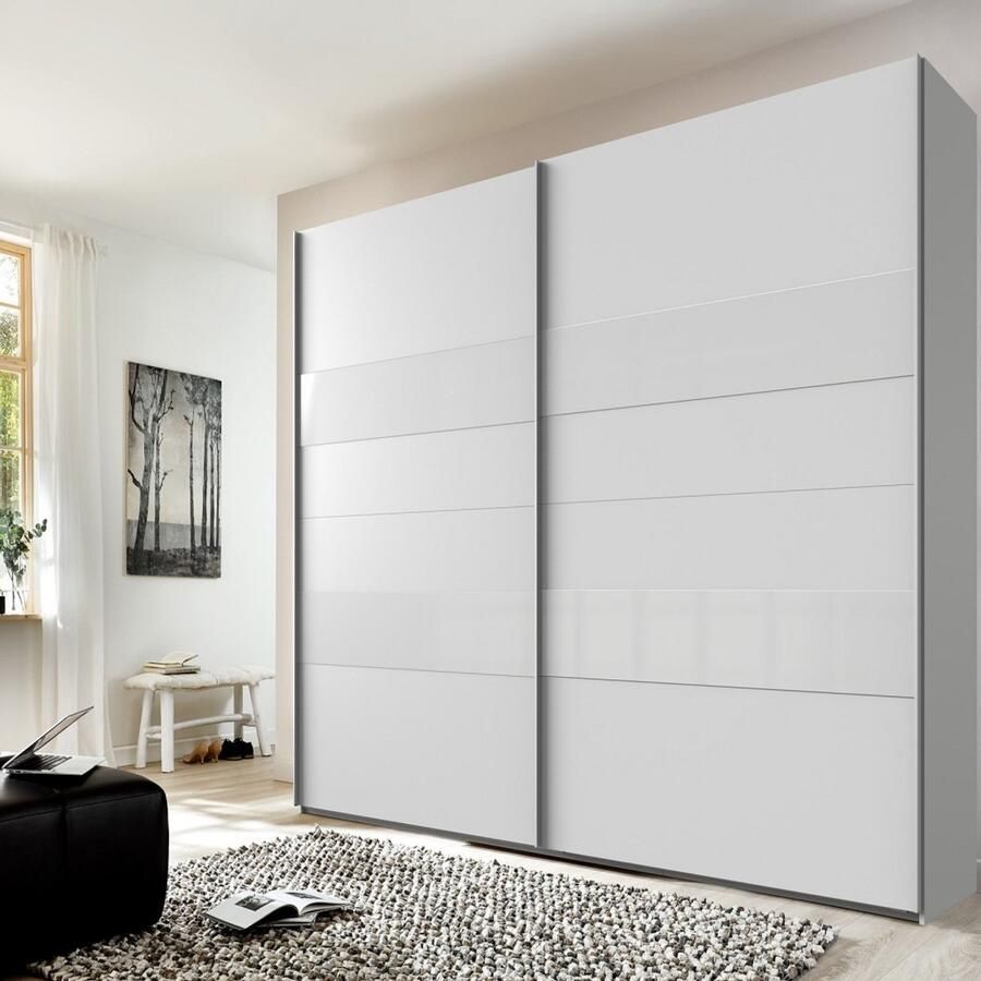 Woonexpress Kledingkast Mierlo Hout Wit 225x236x65 cm (BxHxD) Schuifdeuren Hang-legkast Met 4 Legplanken en 2 Roedes - Foto 5