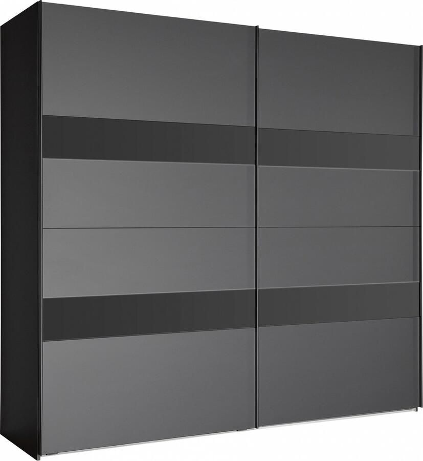 Woonexpress Kledingkast Mierlo Spaanplaat Grijs 225x208x65 cm (BxHxD) Schuifdeuren Hang-legkast Met 4 Legplanken en 2 Roedes