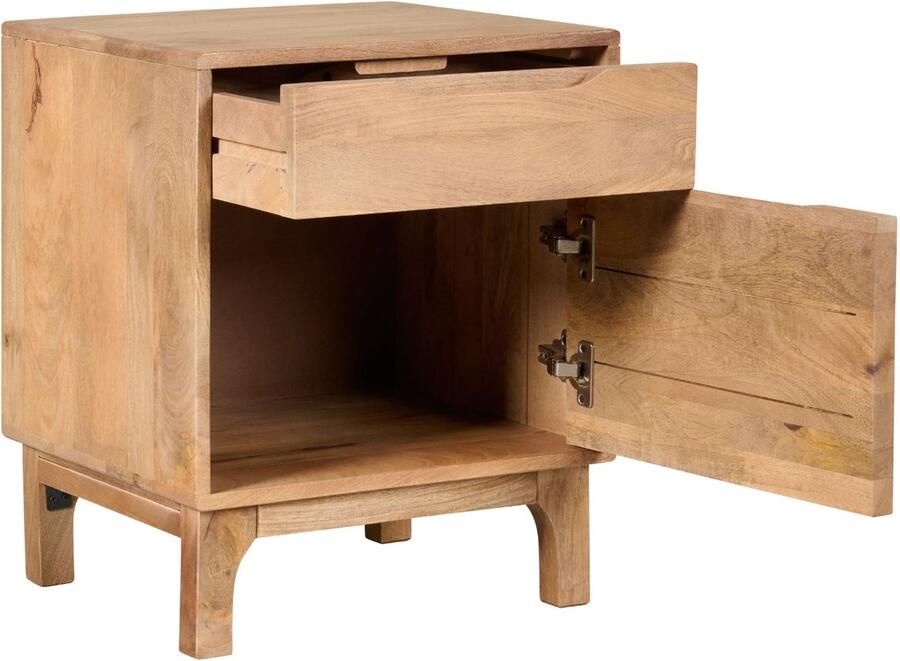 Woonexpress Nachtkastje Flores Mangohout Naturel 45x55x40 cm (BxHxD) Raw Natural Deur & La