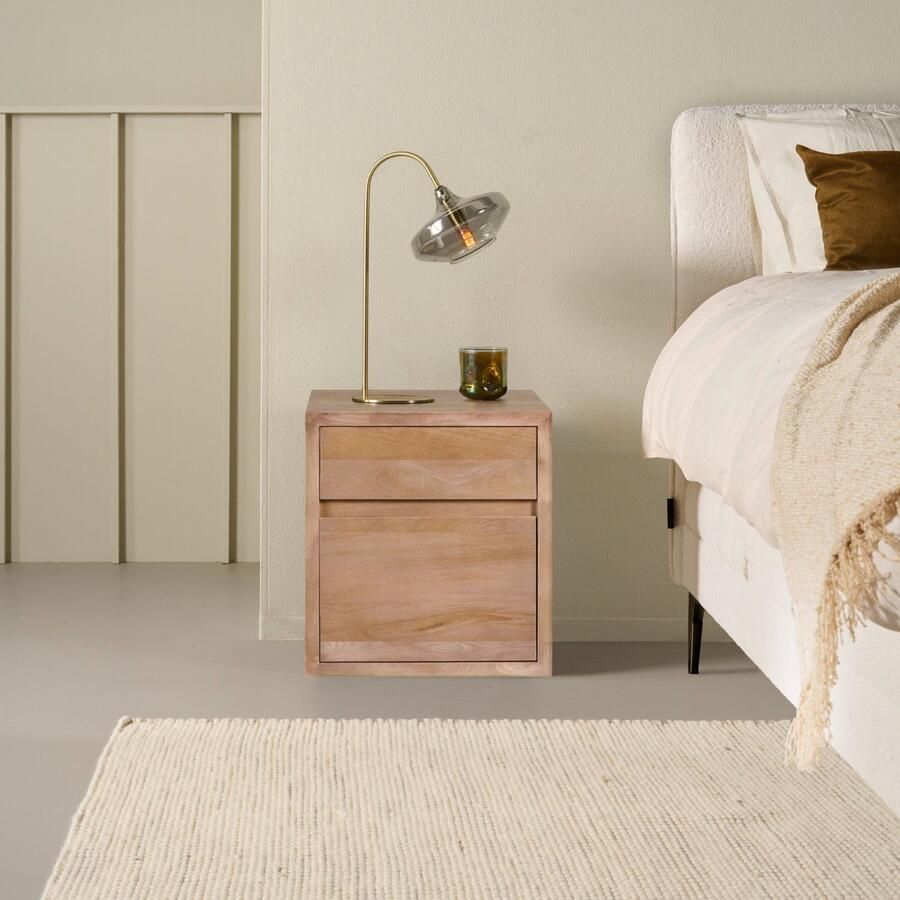Woonexpress Nachtkastje Mira Mangohout Naturel 50x55x40 cm (BxHxD) Raw Natural Deur & La
