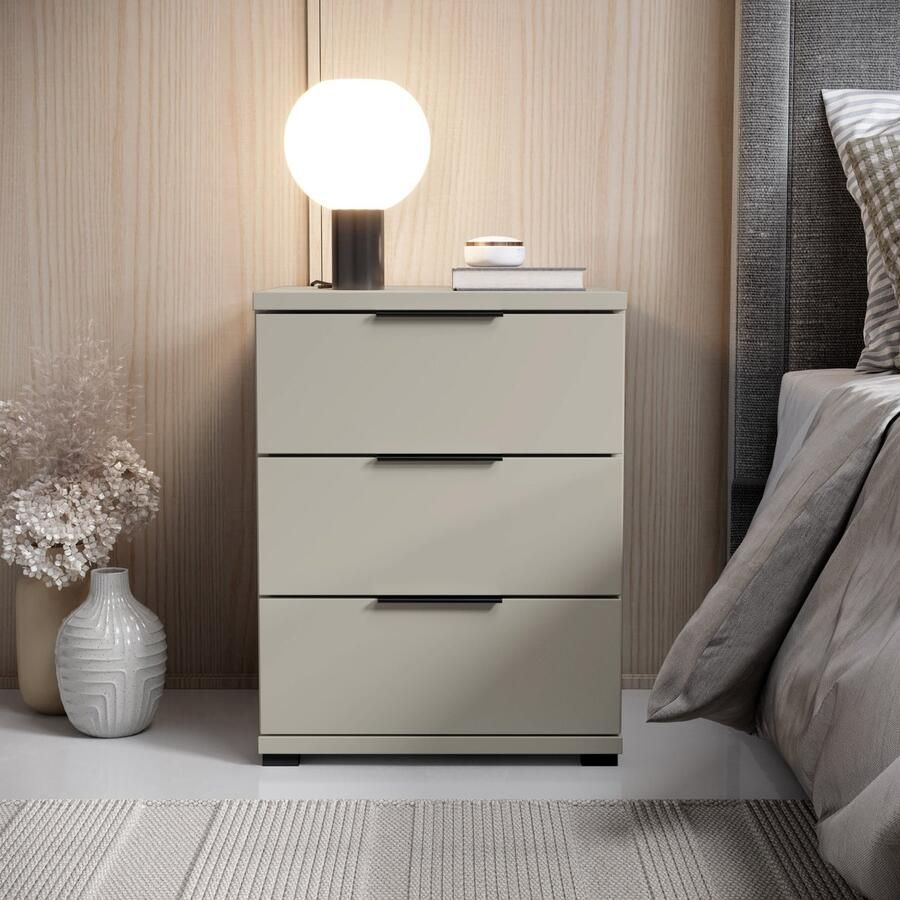 Woonexpress Nachtkastje Vera Houtvezelplaat Folie Beige 46 x 61 x 42 cm (BxHxD)