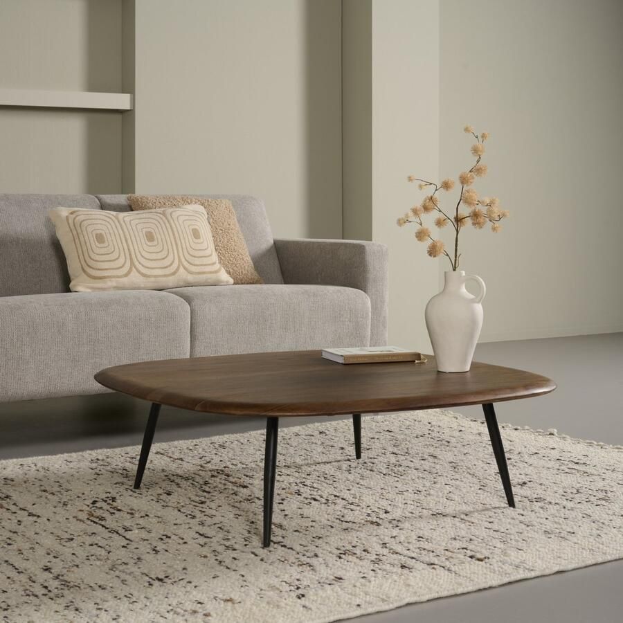 Woonexpress Salontafel Basso Acaciahout Bruin 100x31x100 cm (BxHxD) Vierkant Afgeronde hoeken