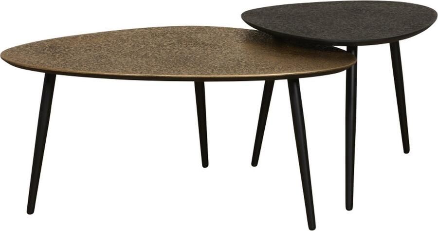 Woonexpress Salontafel Bellac (set 2 stuks) Metaal Zwart Goud 80x36x59 59x40x48 cm (BxHxD) - Foto 2
