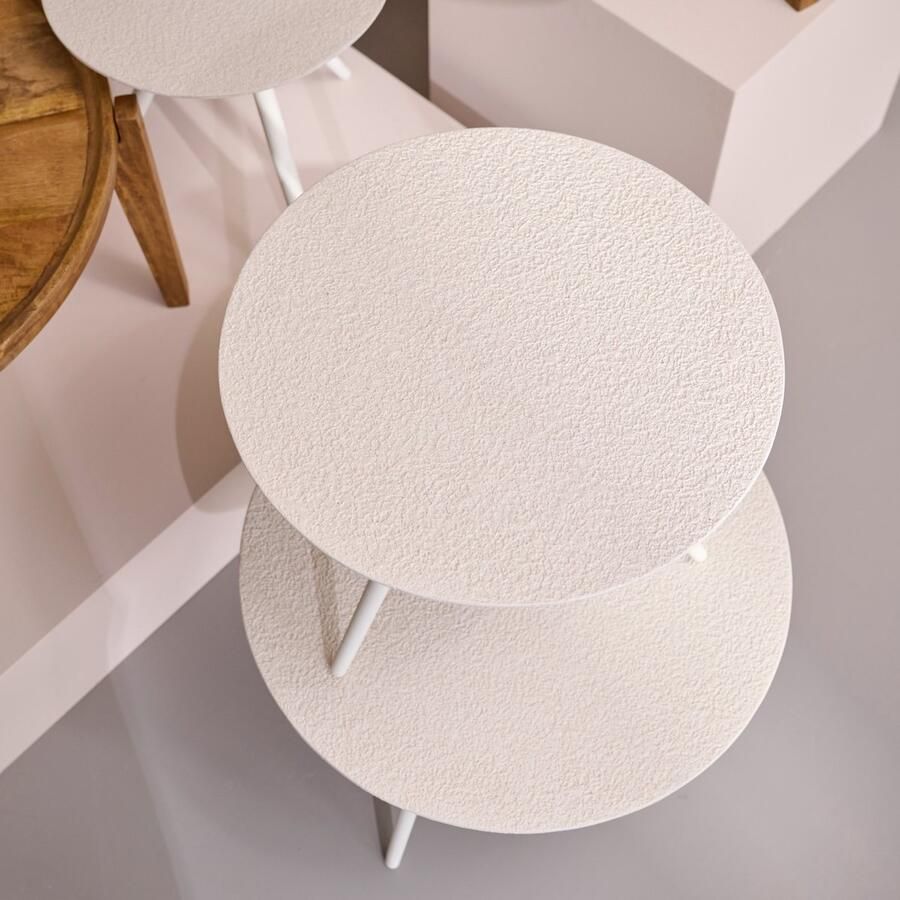 Woonexpress Salontafel Carnac MDF Wit 60x34x60 50x38x50 40x42x40 cm (BxHxD) Set 3 stuks