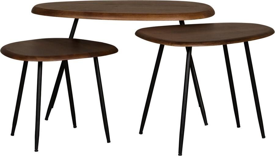 Woonexpress Salontafel (set 3 stuks) Dazio Mangohout Bruin 73 x 45 x 42 55 x 39 x 40 37 x 35 x 41 cm (B x H x D)