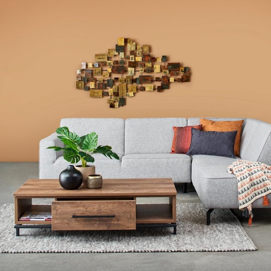 Woonexpress Salontafel Middelburg MDF Metaal Bruin Zwart 135x38x67 cm (BxHxD) Kras- en slijtvast