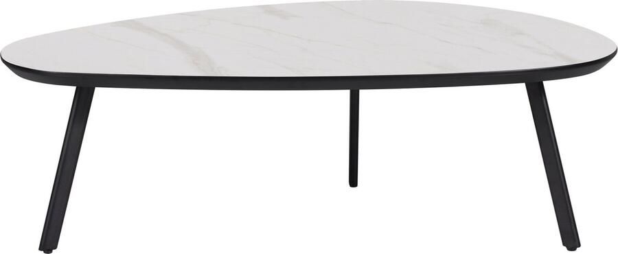 Woonexpress Salontafel Nyborg Lille MDF Metaal Zwart Wit 75x38x44 98x32x58 cm (BxHxD) Marmer look Organisch