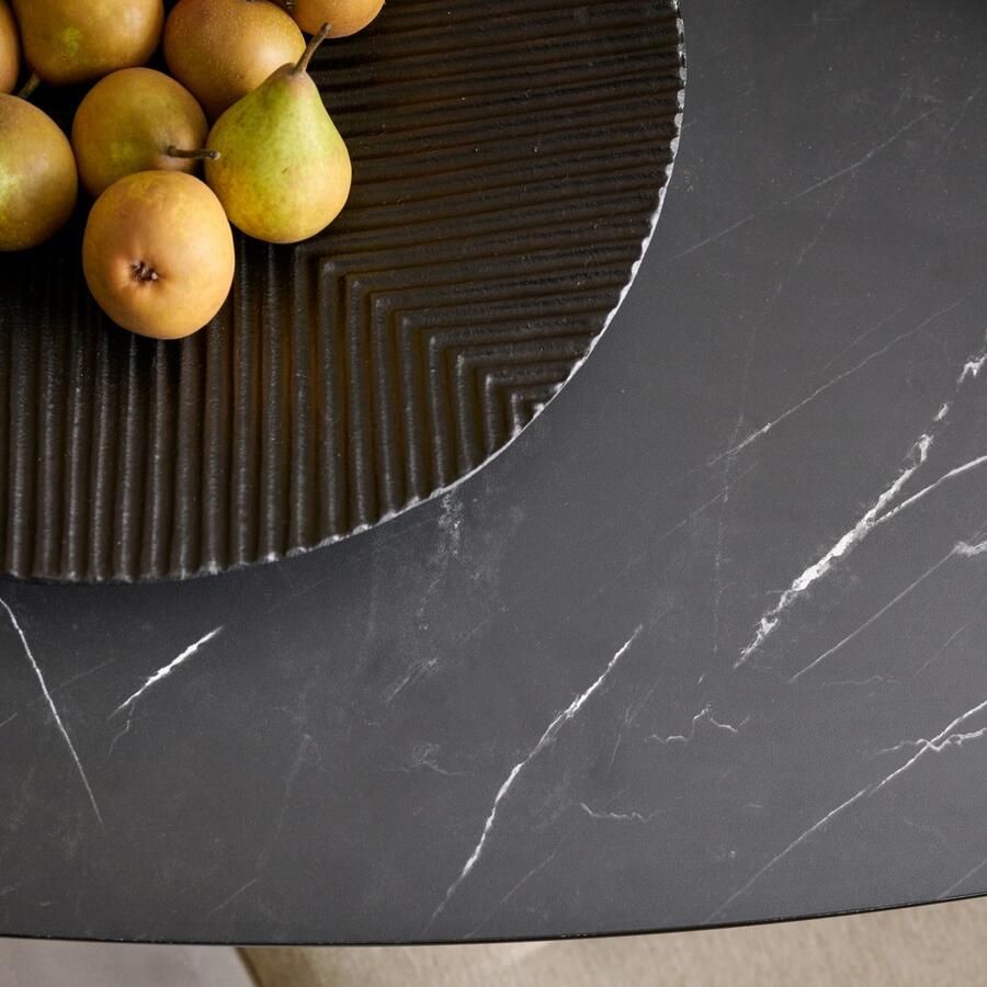 Woonexpress Salontafel Nyborg Lille MDF Decor Zwart 75x38x44 cm (BxHxD) Zwarte Marmer Look Organisch