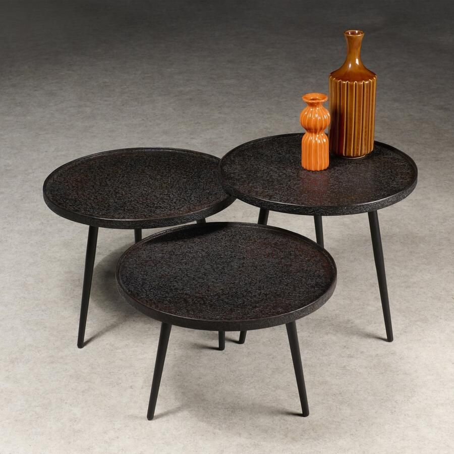 Woonexpress Salontafel (Set 3 stuks) Asten Metaal Zwart