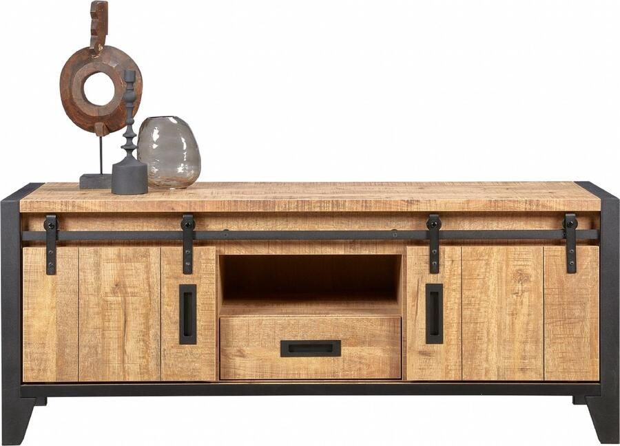 Woonexpress TV Meubel Tilburg Bruin MDF Mango zwart 68x161x48cm (hxbxd)