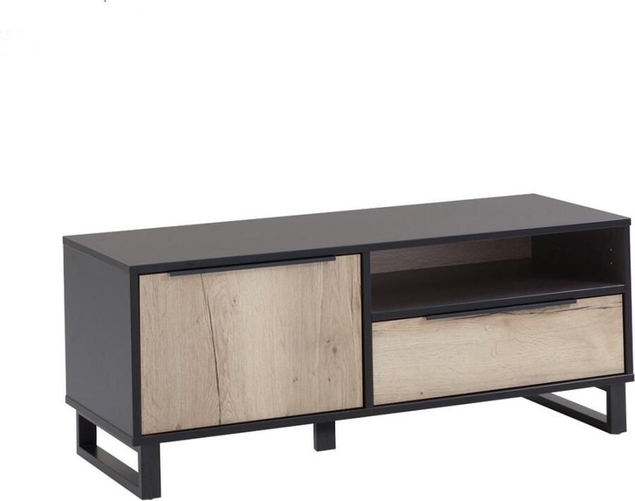 Woonexpress TV Meubel Zundert Naturel MDF Antraciet wild Eiken Structuur 52x128x48cm (hxbxd) - Foto 2