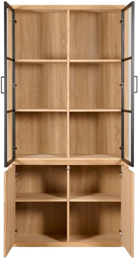 Woonexpress Vitrinekast Chester Hout Eiken 105 x 214 x 40 cm (BxHxD)