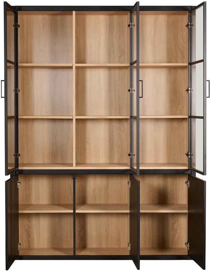 Woonexpress Vitrinekast Chester Hout Eiken 155 x 214 x 40 cm (BxHxD)