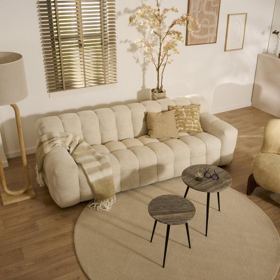 Woonexpress Vloerkleed Rond Callum Wol Creme Wit 200 x 0 x 200 cm (BxHxD)